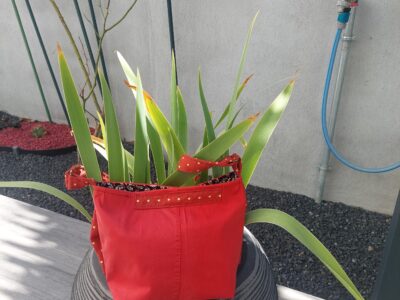 Sac porté épaule Jean Rouge Pois Dorés & Grand Nœud