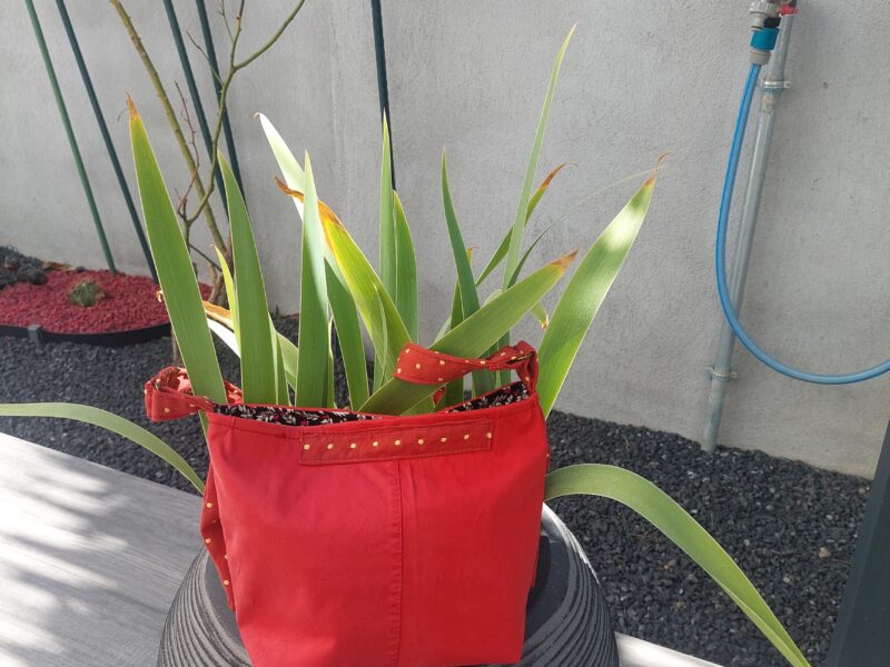 Sac porté épaule Jean Rouge Pois Dorés & Grand Nœud