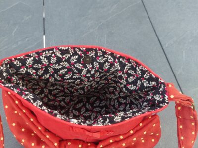 Sac porté épaule Jean Rouge Pois Dorés & Grand Nœud