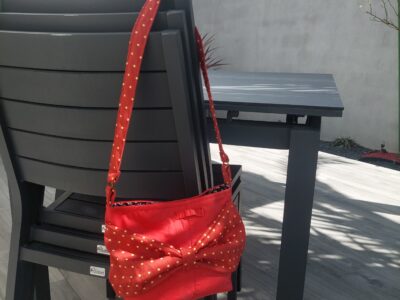 Sac porté épaule Jean Rouge Pois Dorés & Grand Nœud