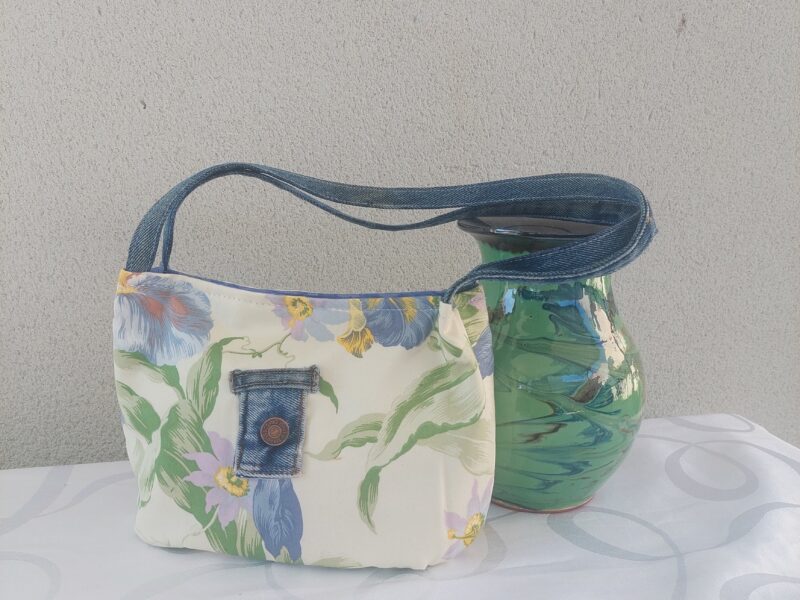 Sac porte épaule floral & denim