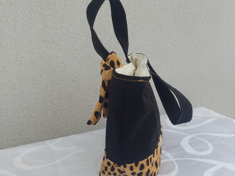 Sac porté main Jean Noir & Léopard Doré