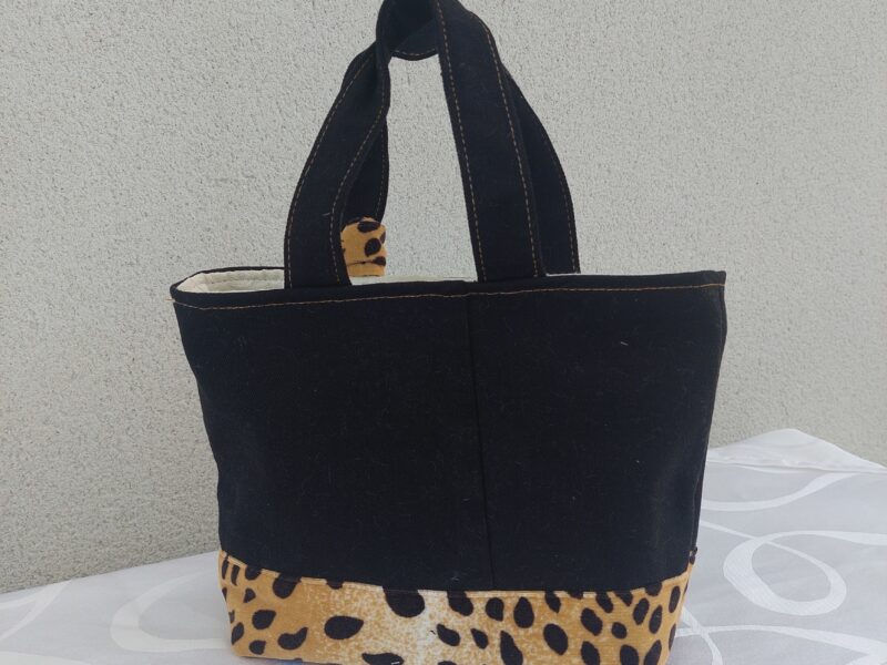 Sac porté main Jean Noir & Léopard Doré