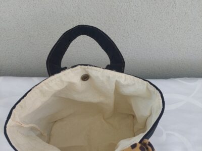 Sac porté main Jean Noir & Léopard Doré
