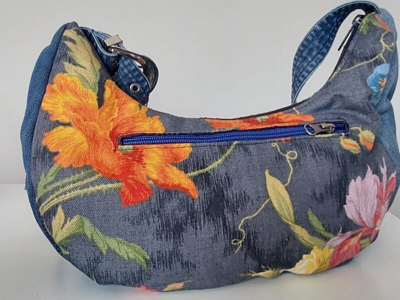 Sac Bandoulière Fleuri & Jean – Anse Ceinture Originale – Pièce Unique Upcyclée