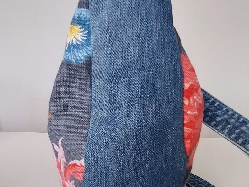 Sac Bandoulière Fleuri & Jean – Anse Ceinture Originale – Pièce Unique Upcyclée