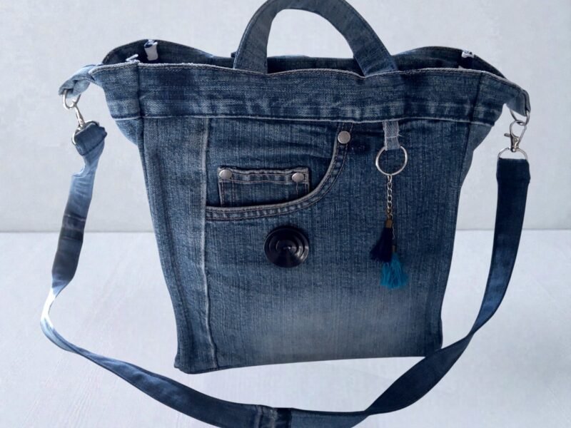 Sac Bandoulière Jean urbain - Création unique fait main