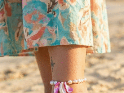 Bracelet de cheville estival perles et nacres - Les Créa'zaléa -