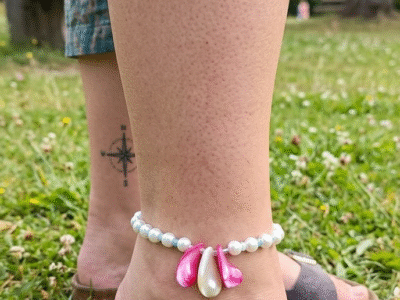 Bracelet de cheville estival perles et nacres - Les Créa'zaléa -