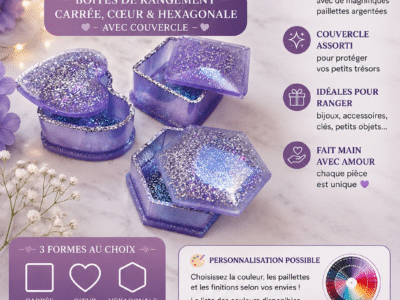 💜✨ NOUVEAUTÉ CHEZ EPOXYA – Petites boîtes de rangement personnalisables ✨💜 12euros les 3 (Hors frais d'envoie)