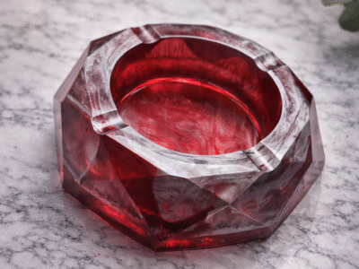 ❤️ Cendrier hexagonal rouge & gris ❤️