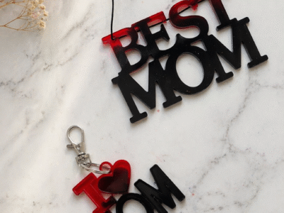 Ensemble fête des mère Porte-clé + Plaque à suspendre