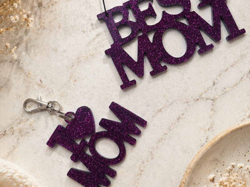 Ensemble fête des mère Porte-clé + Plaque à suspendre