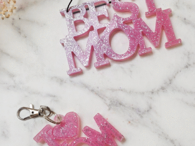 Ensemble fête des mère Porte-clé + Plaque à suspendre