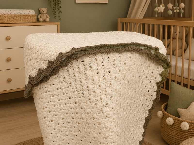 Couverture bébé layette fait main au crochet