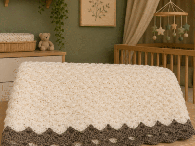 Couverture bébé layette fait main au crochet