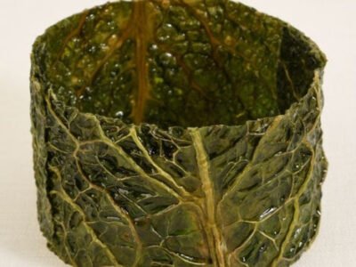 Bracelet manchette en véritable Choux vert frisé stabilisé - Art végétal