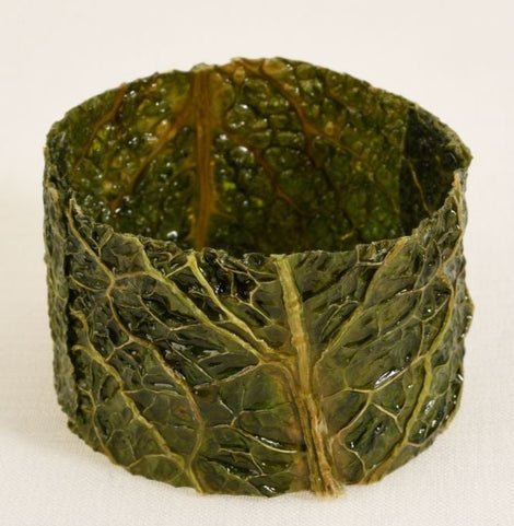 Bracelet manchette en véritable Choux vert frisé stabilisé - Art végétal