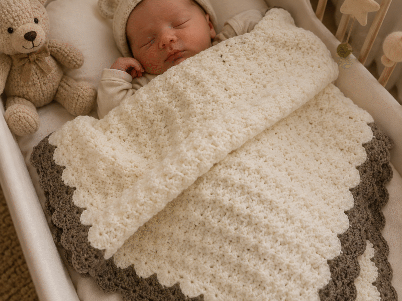 Couverture bébé layette fait main au crochet