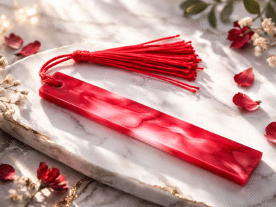 Marque-page en résine – Rouge & Blanc