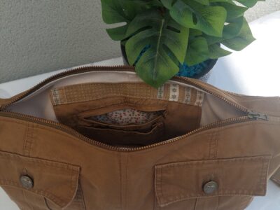 Sac bandoulière Toile Marron & Poches récupérées