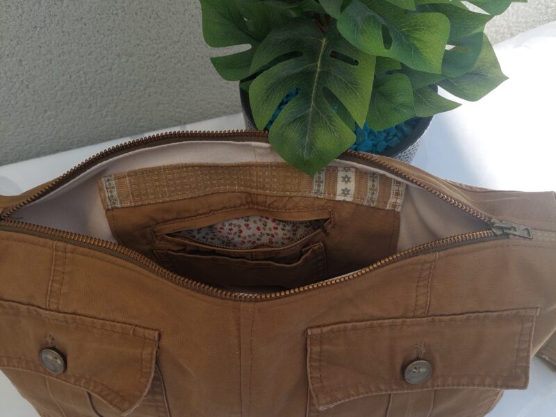 Sac bandoulière Toile Marron & Poches récupérées