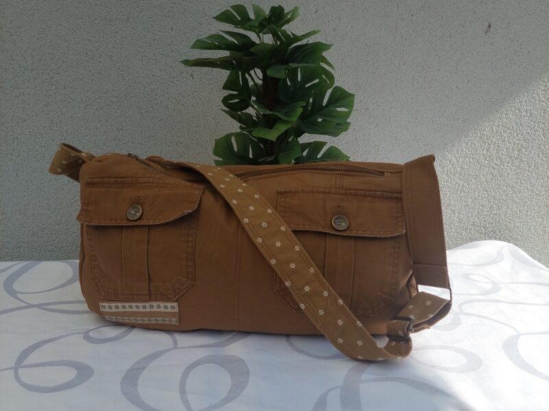 Sac bandoulière Toile Marron & Poches récupérées