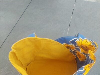 Sac porté main Tournesols Bleu & Jaune Moutarde