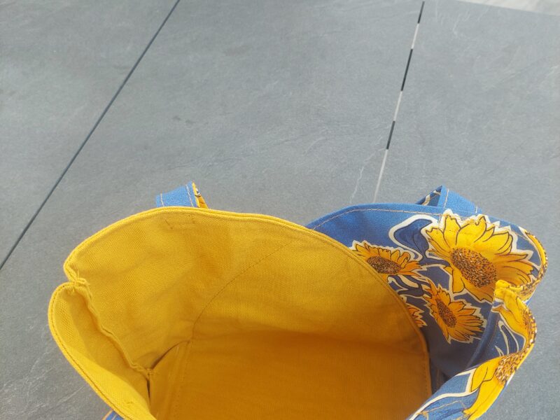 Sac porté main Tournesols Bleu & Jaune Moutarde