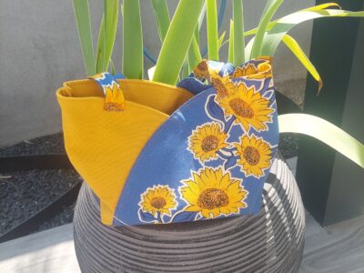 Sac porté main Tournesols Bleu & Jaune Moutarde