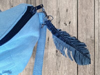 Sac Banane Upcycling Jean & Porte-clé Plume