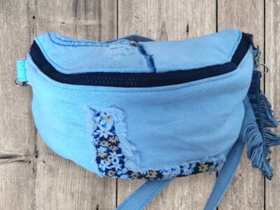 Sac Banane Upcycling Jean & Porte-clé Plume